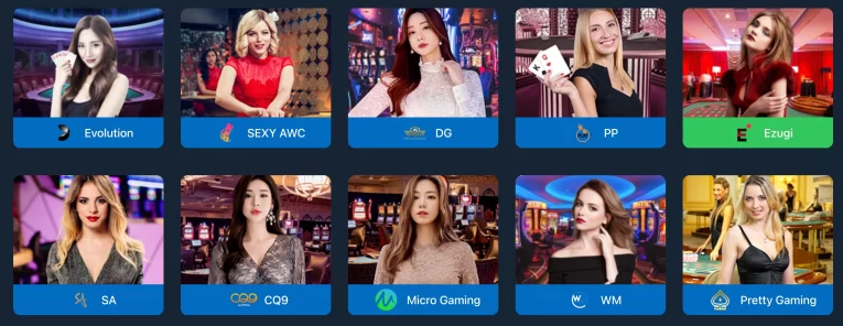 Betso88 live casino games lobby with Evolution dealers